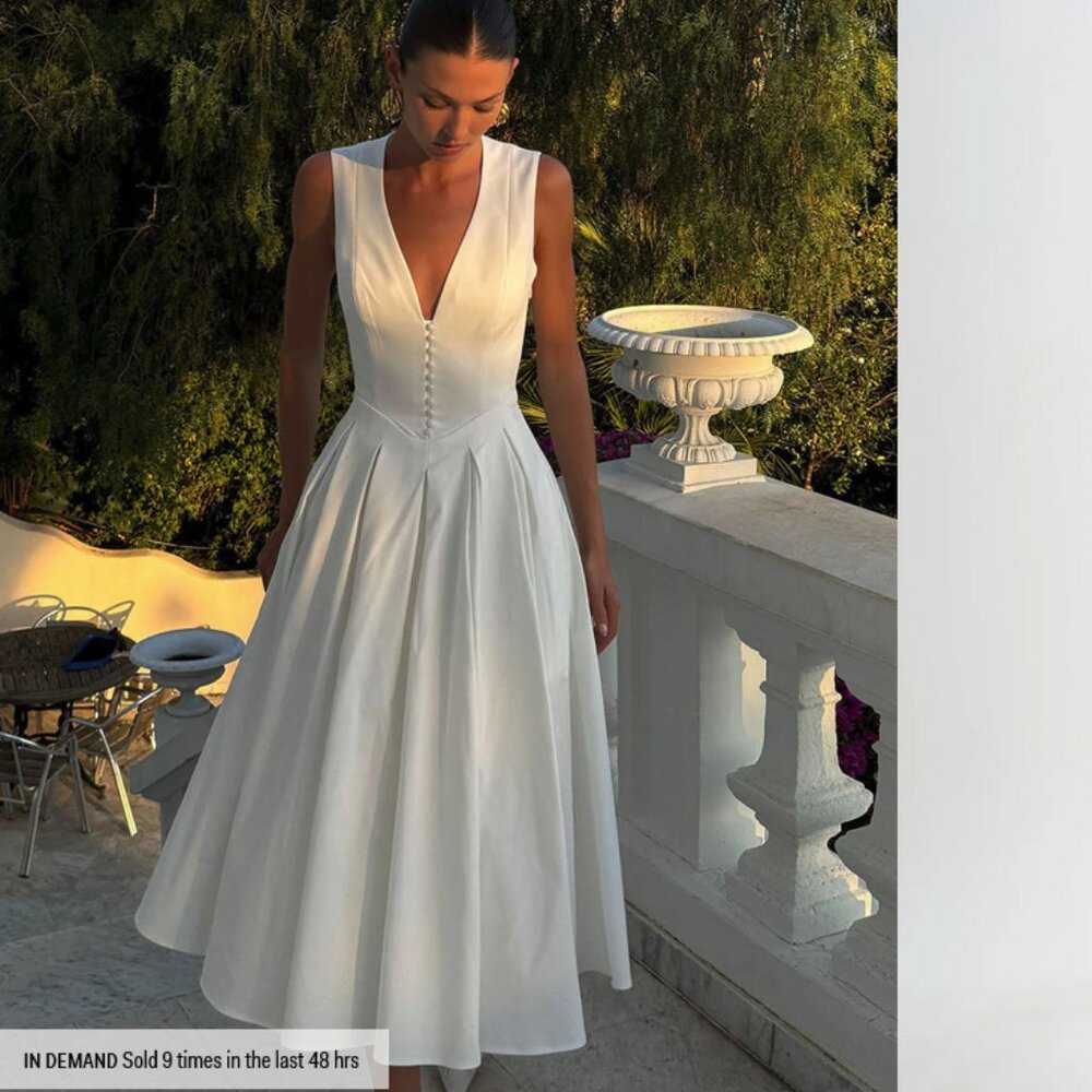 Meshki Keely Cotton Sleeveless Midi Dress - White